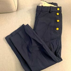 J.Crew 00P 3/4 Navy Blue Pants with Gold Buttons